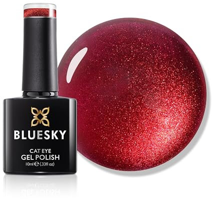Bluesky Cat Eye Gel Nail Polish 10ml, Blazing Ruby - RRC06, Red Magnetic Nail Polish with Cat Eye Effect for LED UV Lamp, Long-Lasting, Salon & Home Manicures