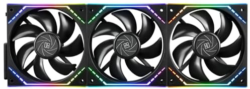 TR-TL-M12Q X3 CPU Fan 120mm Case Cooler, PWM Connector Silent Computer Cooling with S-FDB Bearing,PC Fan with ARGB Mirror Light Effect,low Noise,Black (TL-M12Q X3)