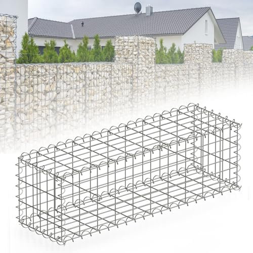 Floordirekt Gabion Stone Basket Metal 100 x 30 x 30 cm Galvanised Wire Basket with Mesh Size 5 x 10 cm, Stone Wall as Garden Fence, Gabion Grid as Privacy Screen, Lenox