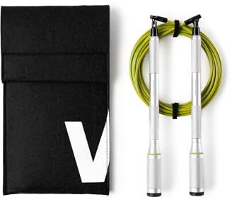 Velites - Comba Cyclone Oficial de CrossFit® Games - Color Silver - Bolsa de Transporte Incluida - Cuerda para Saltos Dobles, Triples y Crossovers - Mangos Extraíbles
