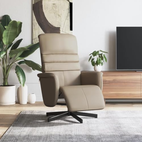 CKioict Relaxsessel mit Fußteil Cappuccino-Braun Kunstleder Stuhl schminktisch lesesessel for Büro Schlafzimmer