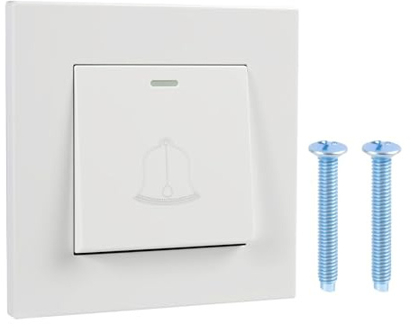 Pevlkawr Interruptor De Timbre, Interruptor BotóN Pulsador Timbre Exterior 86mmx86mm Reinicio AutomáTico Para Acceso Control Incrustado 220~250 V