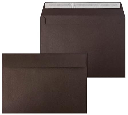 Netuno 20 stora kuvert mörkbrun DIN C5 16,2 x 22,9 cm 120g stor brun kuvert A5 för bröllop julinbjudningar