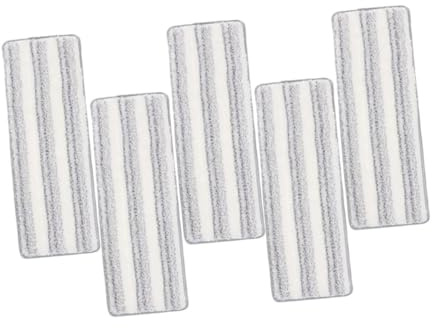 BAZEITFLOW 5 pièces Lot de Lingettes Microfibre Auto-adhésives pour Balai Plat Chiffons Lavables à Séchage Rapide pour Sols Carrelage et Bois Remplacement Pratique pour Nettoyage