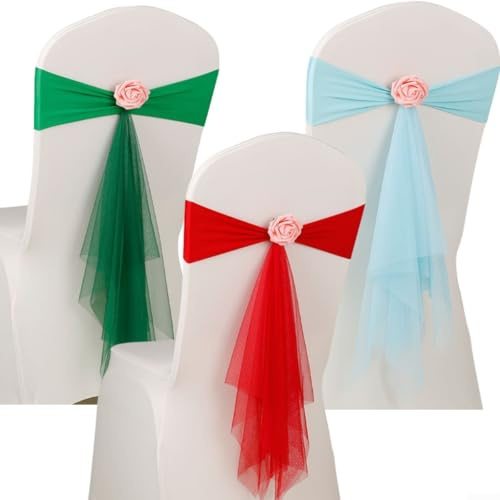 Stuhlhussen mit Schleifen-Design, für Hochzeiten und Veranstaltungen, Grün, 10 Stück