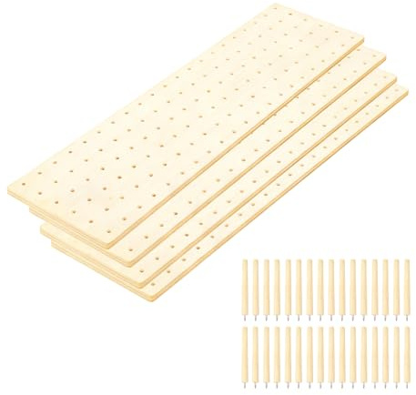 Aartner Stecktafel Schublade Organiser, 4 Stück Holz Peg Board System mit 32 Holzstab, 53.3 x15 x1cm Einstellbare Holz Teller Organizer Tablett, Schublade Organizer für Geschirr, Küche Stecktafel