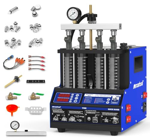 MR CARTOOL V308 ultraljudsvågor injektor rengöringsmedel och testare bilbränsleinjektorrengörare testare med 4 cylindrar för common rail-injektor, motorcykel bilbränslerengöringsverktyg
