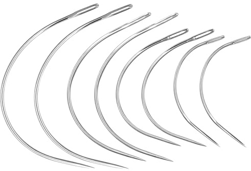 Juego de 8 agujas curvas, agujas redondas de cuero, agujas de costura para tapicería de acero, peluca C, agujas curvas, para cuero, tejido, tapicería, reparación de alfombras