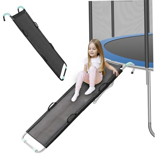 Scivolo per trampolino, Scivolo per esterni resistente allo strappo con maniglia Accessorio per trampolino facile da montare per bambini che arrampicano e scivolano giù, Nero