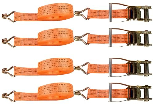Cinghie per Fissaggio Ruote - 4 Pezzi Tessuta Resistente | Cinghie a Cricchetto,per Camion, Furgone, Auto, Moto, Bici, Kayak, Barca, Carico
