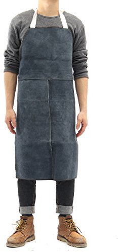 MASUNN Saldatura Equipaggiamento Saldatore Isolamento Termico Protezione Grembiule Mucca Pelle 60X90Cm-Blu Scuro