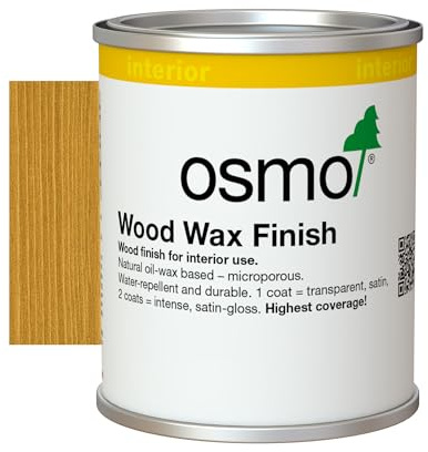 Osmo Wood Wax Finish 3164, Tester Size - Oak Satin Finish, 125ml - Durable Furniture Wax for Wooden Furniture, Water-Resistant, Wood Treatments - Ideal for Oak, Pine & More