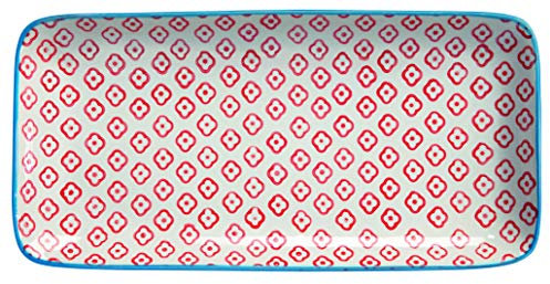 BLOOMINGVILLE Plato para Servir Emma - Fuente para Servir Rectangular de Colores L 31 x H 3 x W 15,5 cm, Rojo, Cerámica