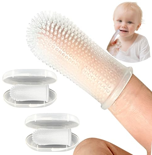 Itsy Bitsy Baby Toothbrush, Pediatrician Recommended, 360 Degree Bristle Silicone Baby Toothbrush 6 to 12 Months, and Toddler Toothbrushes 1-2, Set of 2 - Clear