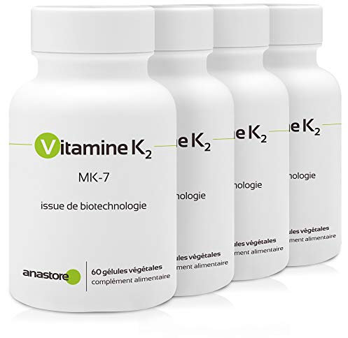VITAMINE K2 * PACK 3+1 GRATUIT * 105 μg / 240 gélules * Articulations (cartilage, inflammation), Capital osseux, Cardiovasculaire (circulation)