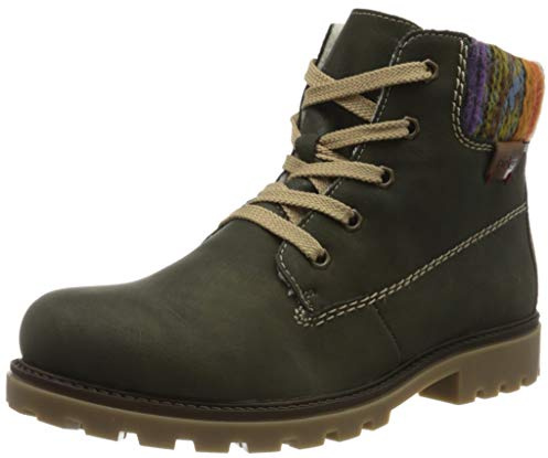 Rieker Stivaletti da donna Z1420, verde foresta arancione Multi Mogano 55, 39 EU