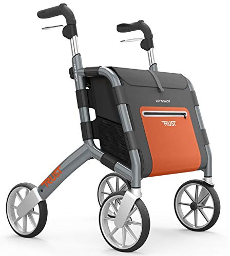 TrustCare Rollator Let's Shop Faltbarer Aluminium Rollator Gehhilfe Gehwagen Griffhöhe Von 76cm Bis 95cm Sitzhöhe 60cm Belastbar Bis 130kg