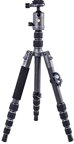 Vanguard VEO3GO235CB Trépied de voyage compact en fibre de carbone avec rotule, option monopode, support de smartphone et télécommande Bluetooth