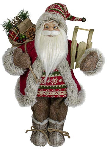 Northlight 18 Nordic Santa Christmas Figure with Sled