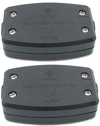 2 Pack 3-Terminal Electrical Junction Box, Flex Connector for Outdoor Lighting, Power and Automotive Wiring, 13A 250V