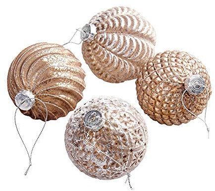 Klocke Dekorationsbedarf Hochwertige Weihnachtskugeln im Set - Christbaumkugeln/Weihnachtskugeln/Baumkugeln - Baumschmuck Weihnachten (Champagner Mix, Ø 8 cm - 12 Stück)
