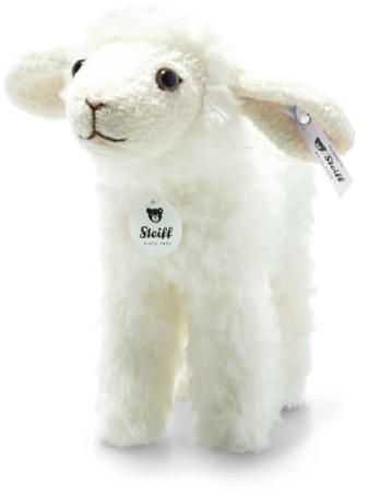 Steiff Kuscheltier Anni Lamm, Süßes Stofftier mit Kunststoffaugen, Kinder, Jungen & Mädchen, Plüschtier 16 cm, Klein, Weiß, 074233