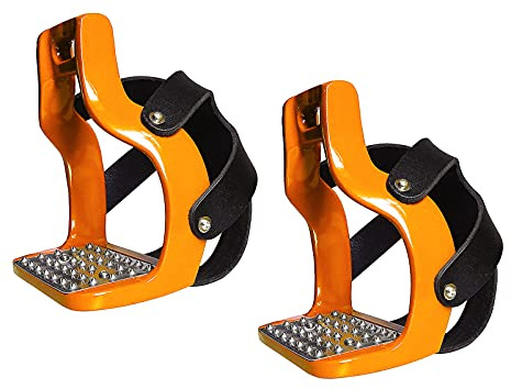 Sharplace 1 Paire de Etrier de Selle en Aluminium, équipement d'équitation Confortable et Sûr, Résistant à l'usure - Orange