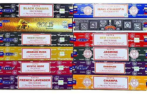Satya Räucherstäbchen - Sortiert 12 Düfte (Pack 6)