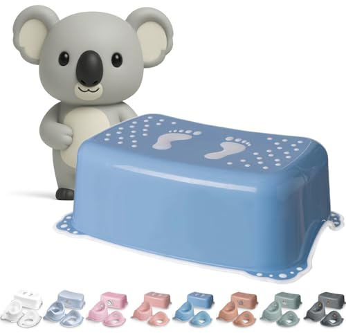 DOCARI Tritthocker Kinder Blau - Kindertritt Waschbecken stabil und rutschfest - Toilettenhocker Kinder Hocker Badezimmer - Kinderhocker Tritthocker für Kinder Tritt Hocker Kinder Bad