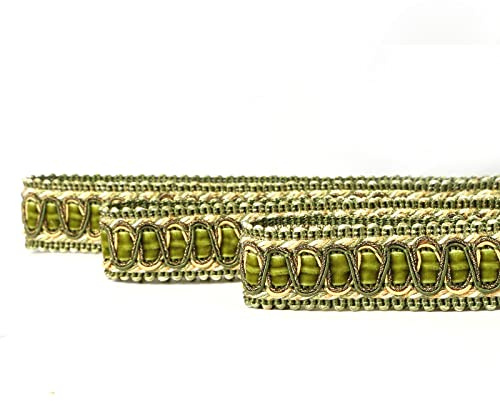 Fenghuangwu Braid Trim 6.5 Yard Polyester Woven Gimp Braid Trim 2 cm/0.79 inch Diameter Decorative Fabric Trim for Sewing and Crafting… (Green)