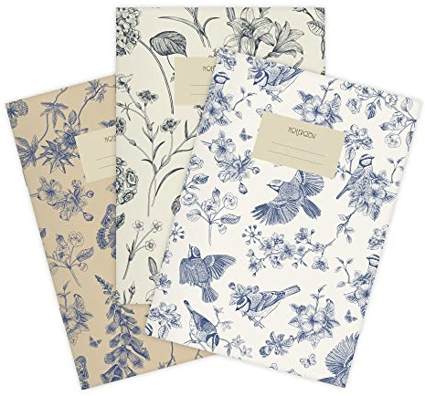 etmamu 143 3er-Set Hefte A5 | Birds & Butterflies Blanko