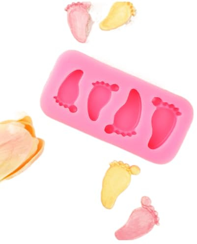 TTOA- Moule à fondant en silicone 4 cavités Pieds de bébé | Moule à sucre | Décoration de gâteau