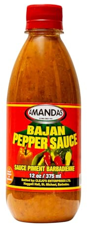 Amandas Barbadian Hot Pepper Sauce - Authentic Caribbean Flavor - Made in Barbados (375 ml)