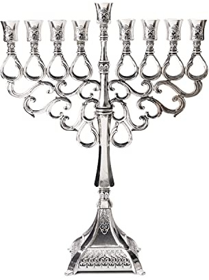 Kerzenhalter Hanukiah Judaica 9 Zweige Israel Holyland Menora Lampe Silber