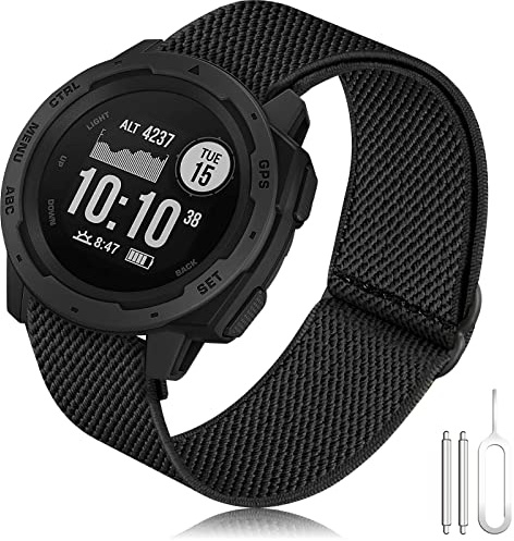 Strap Garmin Instinct Elastic Loop, 22mm Stretchy Nylon Ultra-light Wrist Band Watch Strap for Garmin Instinct 2 Solar/Instinct/Instinct Tactical/Instinct Tide/Instinct Esports/Instinct Solar