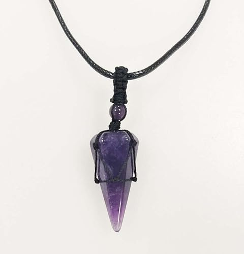 Ametist natursten pendel, stenhängande, kristallpendel, sexkantig kristallpendel för radiestesi, pendel chakra reiki spådom wicca (ametist)