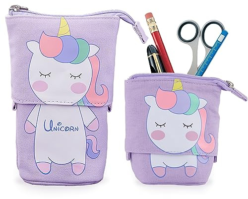 Hillylolly Teleskopisch Mäppchen, Federmäppchen Stehend Kinder, Federmäppchen Reißverschluss 2 in 1, Federtasche Stehend, Pop Up Pencil Case, Einziehbares Mäppchen, für Mädchen Jungen