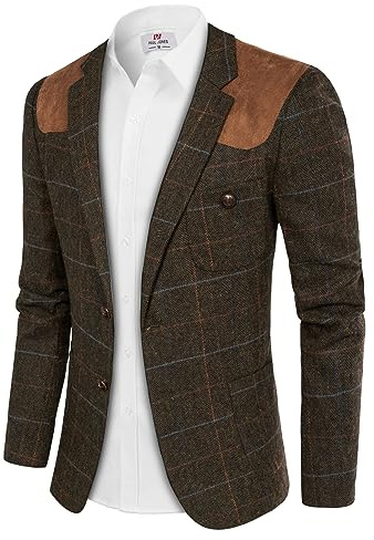 Men's Sports Coat Soft Wool Blend Fabric Warm Blazer Suit for Fall and Winter Brown