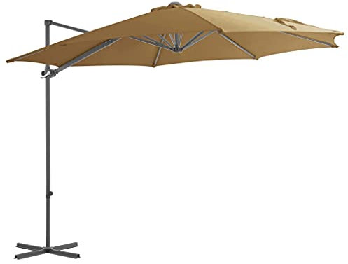 GuyAna Ampelschirm mit Stahlmast Taupe 300 cm Sonnenschirm Balkon Ampelschirm Windsicherung Sonnenschutz Terrasse