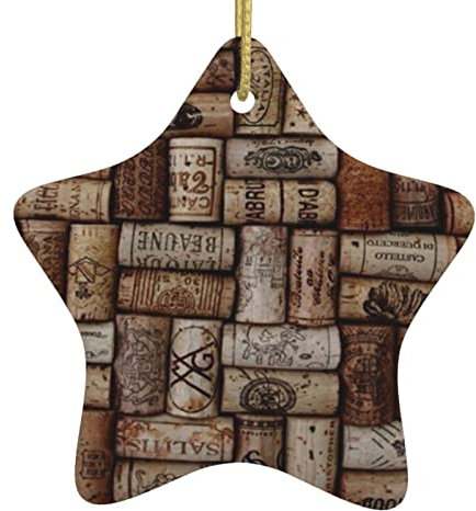 OPSREY Weinkorken gedruckt Weihnachten Keramik Stern Anhänger Hängende Ornament Keramik Ornament