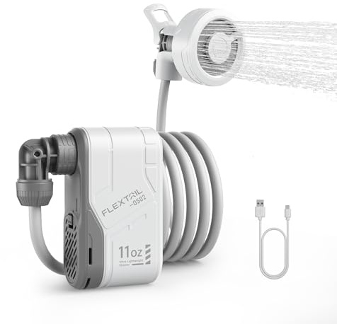 FLEXTAILGEAR Portable Electric Shower Pump, Outdoor Camping Shower, Type-C Fast Charging, 2 Shower Modes, IPX7 Waterproof for Outdoor Shower, Car Washing, Dishwashing, Pet Cleaning, Beach Vacations