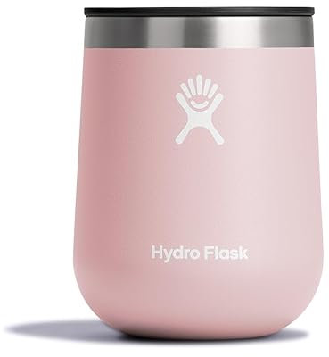 Hydro Flask 10 Oz Wine Glass - Ceramic Stemless Wine Tumbler - Unbreakable with Lid in Trillium Pink