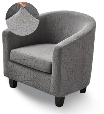 Highdi Dos Piezas Funda Sillon Chesterfield-Fundas Sillon Relax, De Tela Jacquard Elástica, Fácil De Quitar Y Antideslizante, Ideal para Bar, Sala De Estar, Dormitorio, Club (Gris Oscuro)