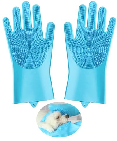 DHSBGWSX 1 paire de gants de bain pour chien - Équipement de nettoyage pour chien - Gants de toilettage portables pour chien - Nettoyeur de pattes de chien - Gants de préhension pour animaux de