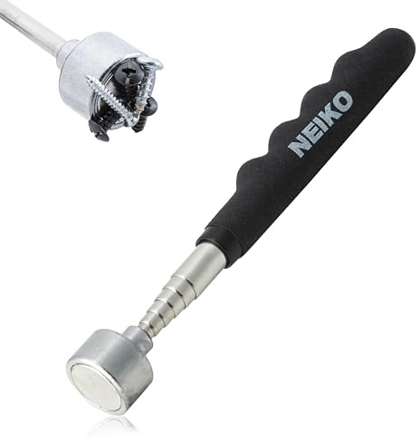 NEIKO 53425A Magnetic Pickup Tool, 25 Lb Telescoping Tool, 30 Long Extendable Magnet Pick Up Tool, Non-Slip Grip Wand, Telescopic, 7 Short Stick, Extra Strong