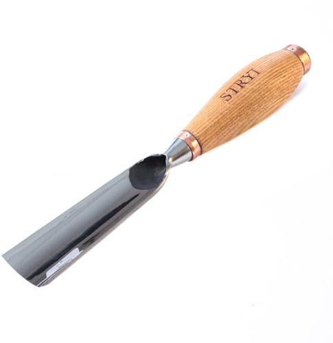 Stryi SG730 - Cuchilla grande de 1.2 pulgadas #7, herramientas de tallado de madera para mazo, herramienta manual para carpintería, cincel curvado, acero al carbono