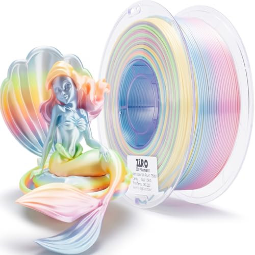 ZIRO Silk Multicolor 3D Drucker Filament, Seide PLA Filament 1.75mm, Schnelles Gefälle PLA für Die Meisten 3D Drucker, Maßgenauigkeit +/-0.03mm, 1kg/2.2lb Spule, Süßigkeiten