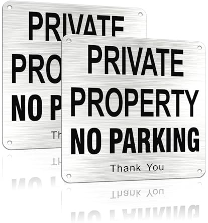 SINMAO Lot de 2 panneaux d'interdiction de stationnement en métal pour l'extérieur - 15 x 15 cm - Autocollant en aluminium - Panneaux d'avertissement de propriété privée - Noir