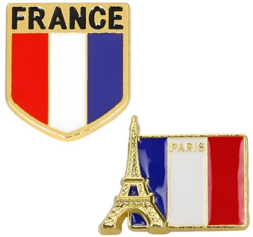 KOQAIIZ República Francesa Bandera Pin Badge, 2Piezas Metal Solapa Pin Brooch Francia Bandera Insignias Nacional Accesorio Novedad