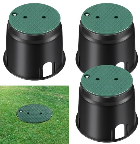 Tandefio 3 Pcs 910 Electrical Splice Box 10 Inch Diameter Underground Electrical Junction Box Inground Electrical Box for Outdoor Electrical Wiring Splices, Black